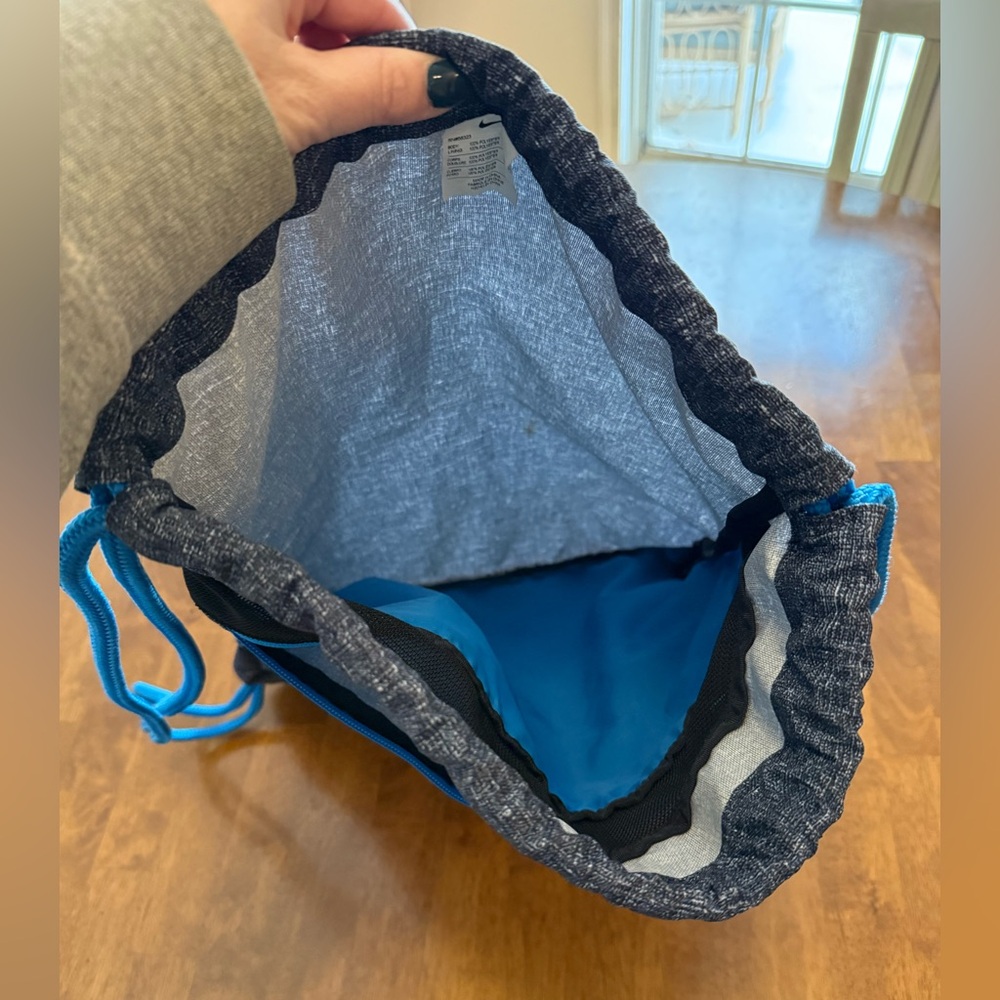 Nike EUC Heathered Navy with royal strings Gym Sack zipper front training bag - Picture 5 of 7